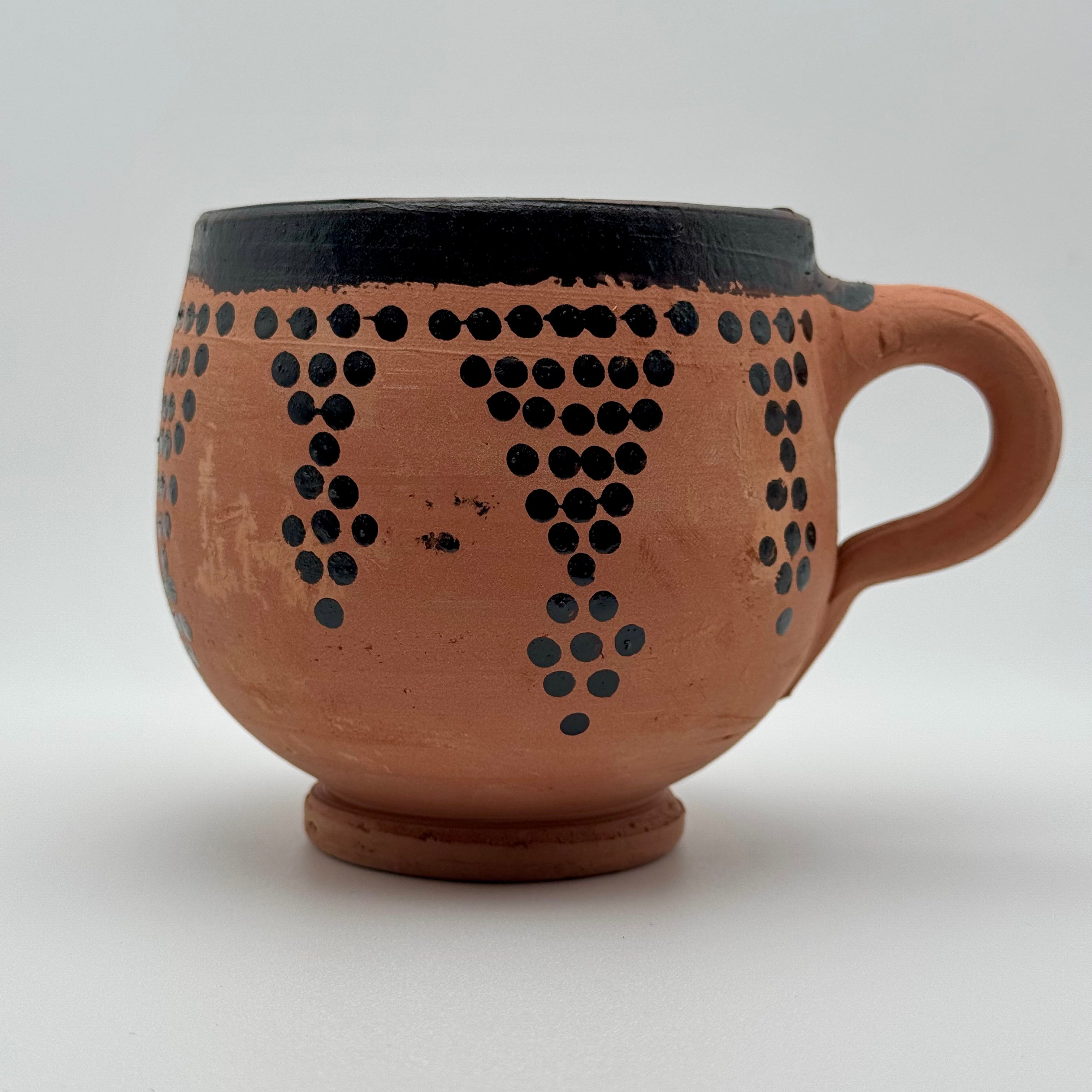 Moroccan Clay Terra-Cotta Ghoraf Mug With Traditional Berber Design