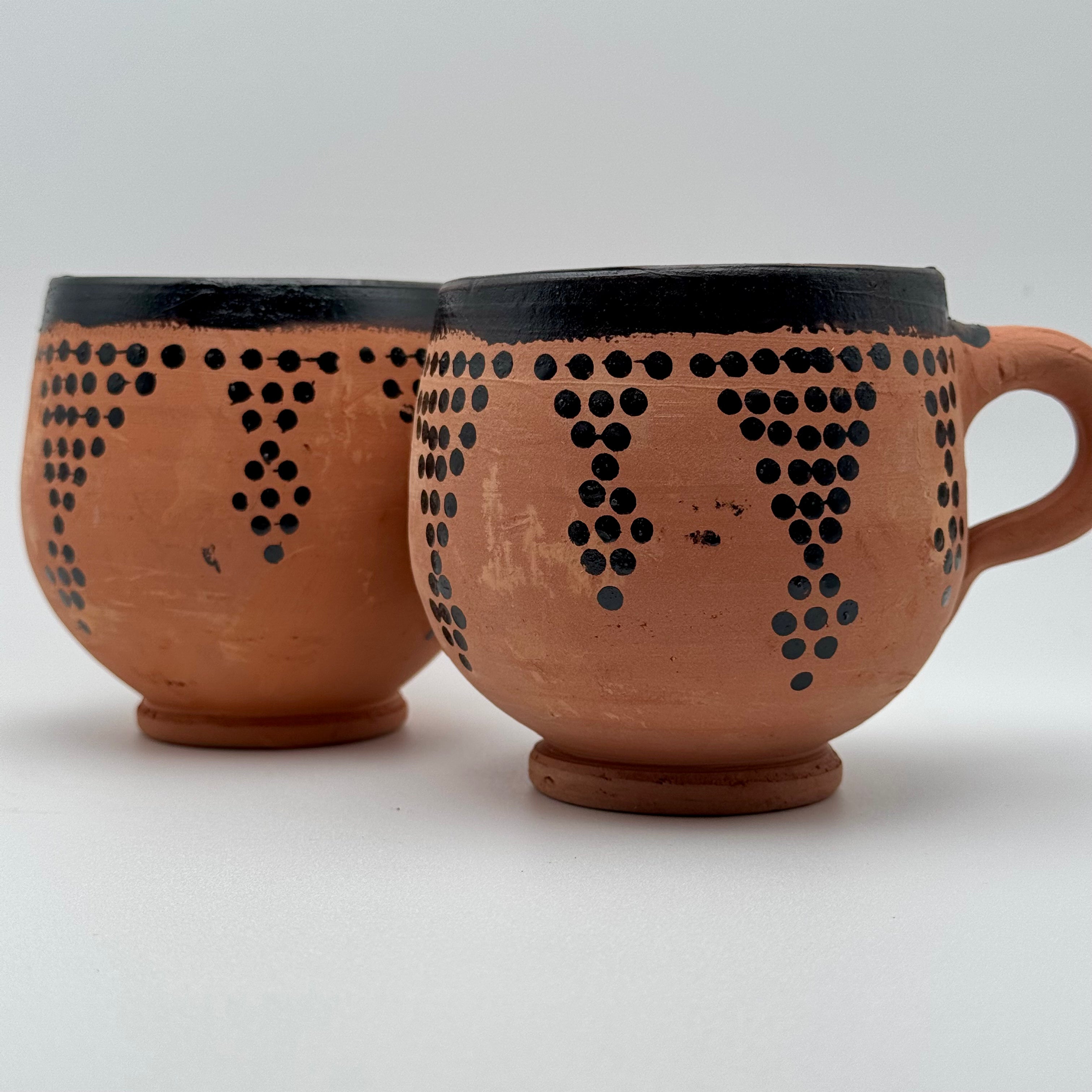 Moroccan Clay Terra-Cotta Ghoraf Mug With Traditional Berber Design